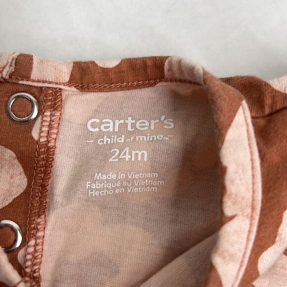 Carter’s Child of Mine brown and cream animal print romper EUC size 24 months - Picture 10 of 11